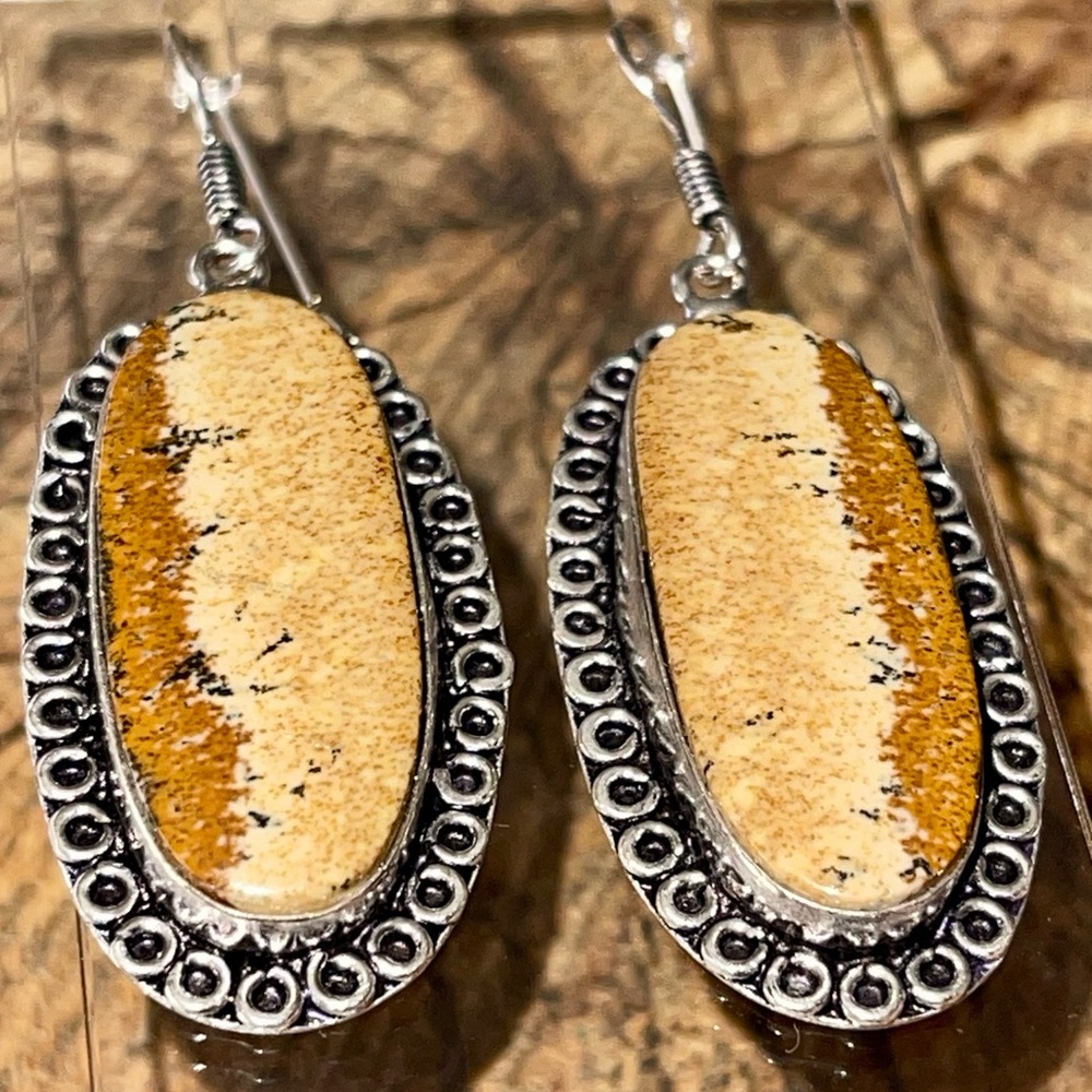 Picture Jasper Earrings 21/4”